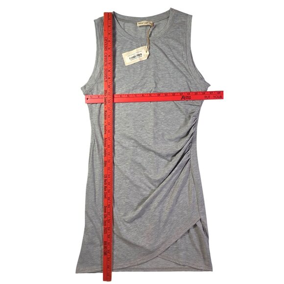 Bodycon Mini Dress Womens L Heather Grey Sleeveless  Ruched Side Soft Stretchy - Picture 6 of 7